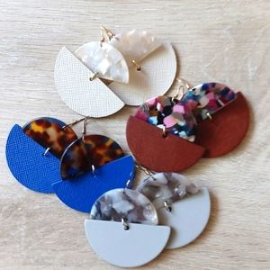 Nickel & Suede Luna Earrings (4 pairs)